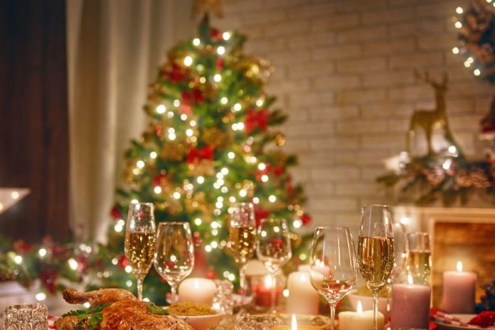 room decorated for Christmas