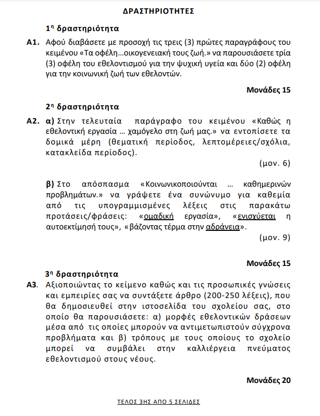 Πανελλαδικές 2023: Τα θέματα των Νέων Ελληνικών για τους υποψηφίους των ΕΠΑΛ